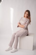 Медицинский костюм стрейчевый — бежево-розовый, пудровый — изображение 6